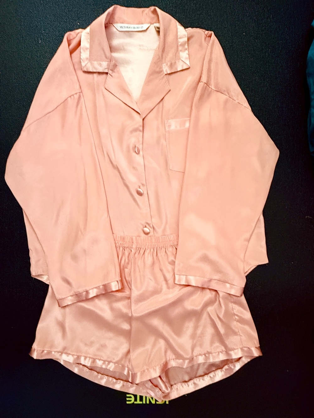 Victoria's Secret Peach Satin Button-Front Pajama Set
